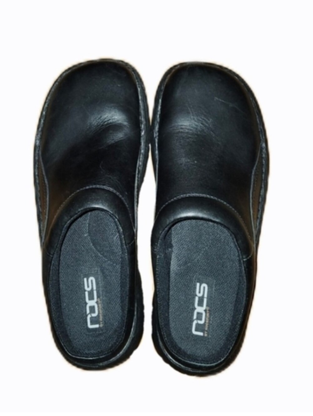 Rockport | Black Slip-On Leather Crocs
